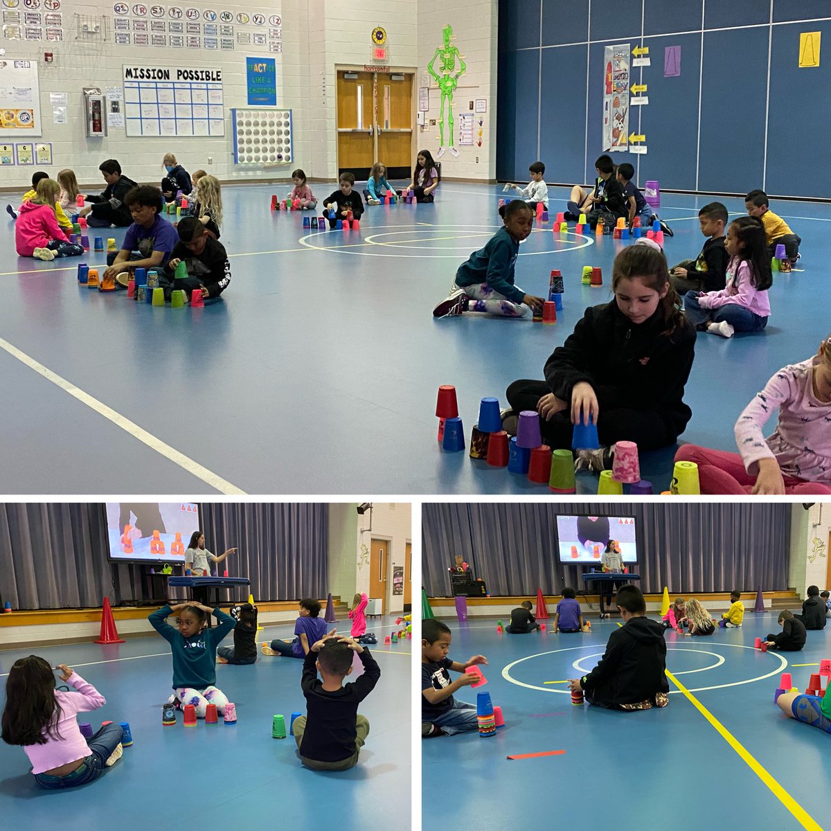 cindirparker's tweet photo. Cup stacking @Yates_Mill 4th grade champs assisting our kinders for #stackup2022! So much fun we are making a week out of it!β€οΈππΌ @ReneAlfordAP @YMESPTA @mckenziermoore @SpeedStacksInc #lovespeedstacking #PEbuddies #missionPOSSIBLE https://t.co/MA8Fhe7pbC