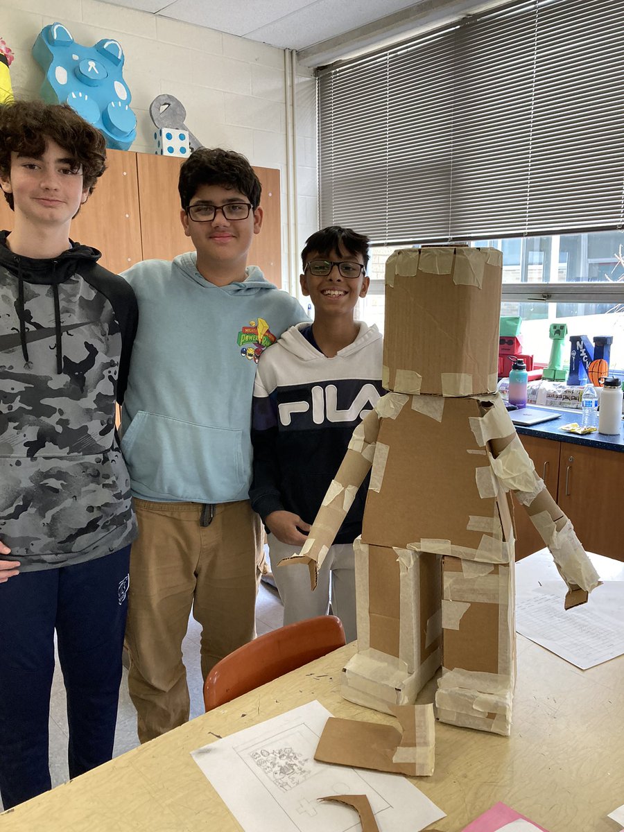 MrsFrang's tweet photo. Celebrating #AmericaRecyclesDay in class with sculptures created from all recycled materials! @WestBrook_Param https://t.co/kxlm2PKNDs