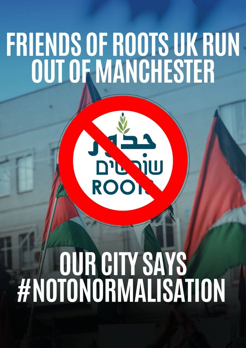 The Zionist normalisers Friends of Roots UK have been run out of Manchester!!  

After a persistent campaign led by Youth Front for Palestine, all Manchester FoRUK normalisation events have been cancelled!

#NoToNormalisation! 
Resistance is a Duty!
#FreePalestine!