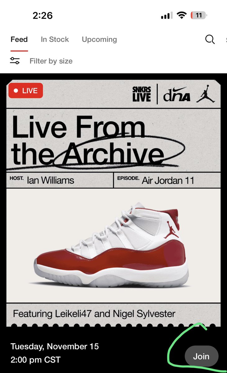 SNKRS STOCK (@snkrsstock) on Twitter photo Watch the live 
🍒 11s should be dropping on there “soon” 
snkrs.sng.link/Aoihh/9p4r/r_5… Watch the live 
🍒 11s should be dropping on there “soon” 
snkrs.sng.link/Aoihh/9p4r/r_5…