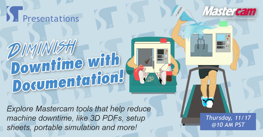Streamingteach's tweet photo. 😩 Tired of machines taking too long to set up? Try documenting your jobs! Learn about great #Mastercam documentation options like 3D PDFs, portable simulation and Verify, setup packets and more this Thursday!
#manufacturing #cncprogramming 
Register: https://t.co/vVgHErIIq9 https://t.co/BHY8KaNQgm