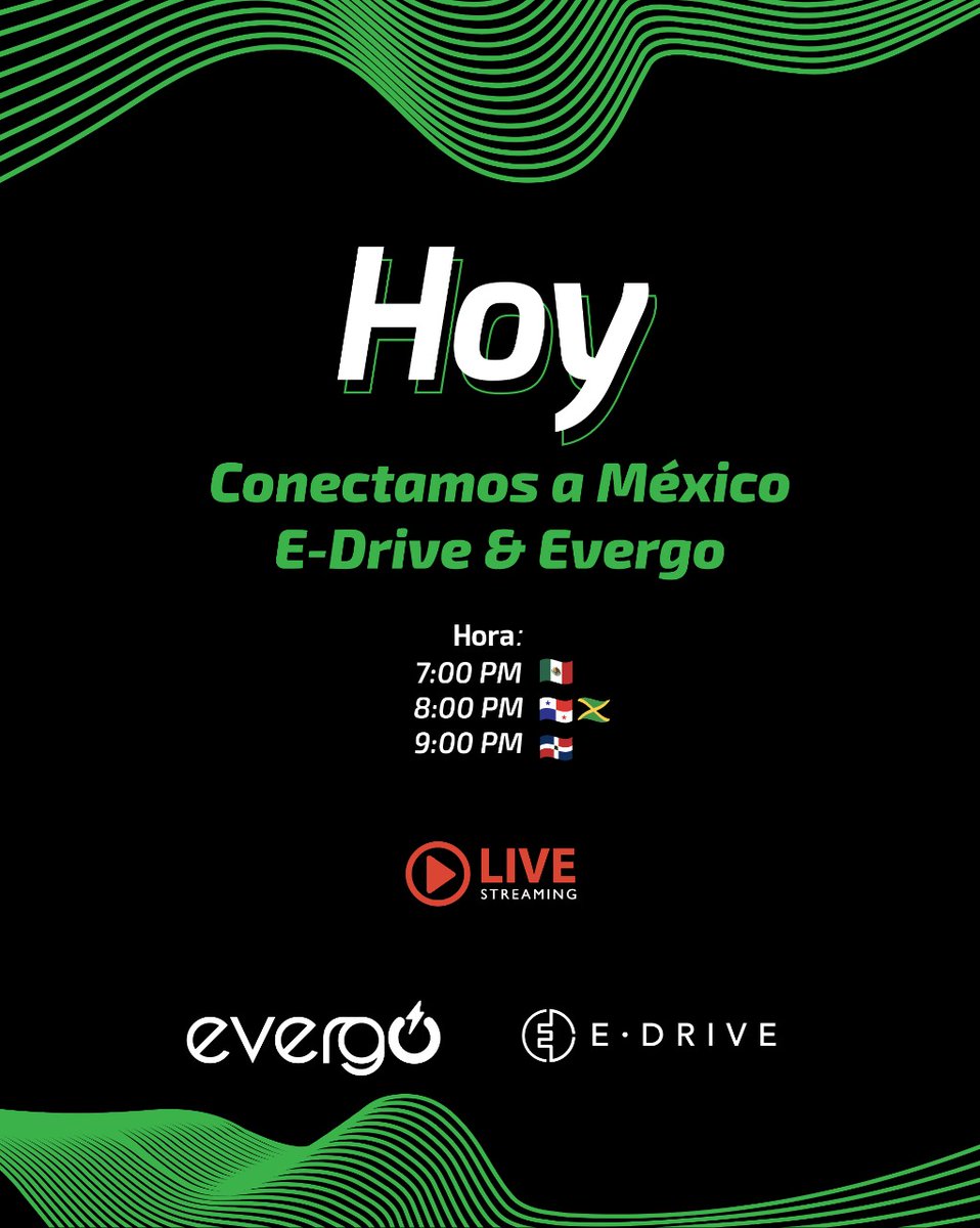 🔌 @evergo_emob continúa su expansión y l@s invita a sumarse. ¡Esta noche tod@s invitad@s al evento del lanzamiento de Evergo #México!

🚘⚡ Conecta al streaming a través de este enlace: lnkd.in/dZECYQVx