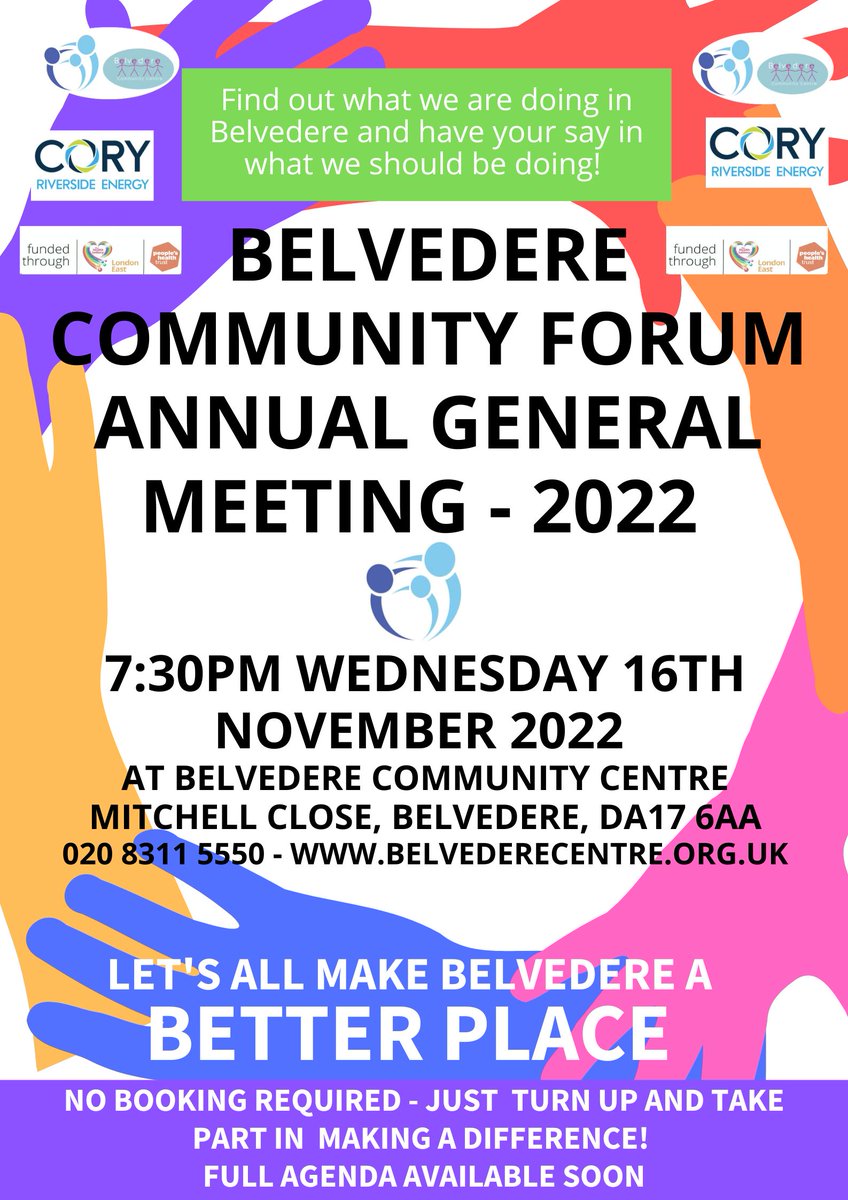 !!!DON'T FORGET!!! BELVEDERE COMMUNITY FORUM AGM 7:30PM WEDNESDAY NIGHT!!!
