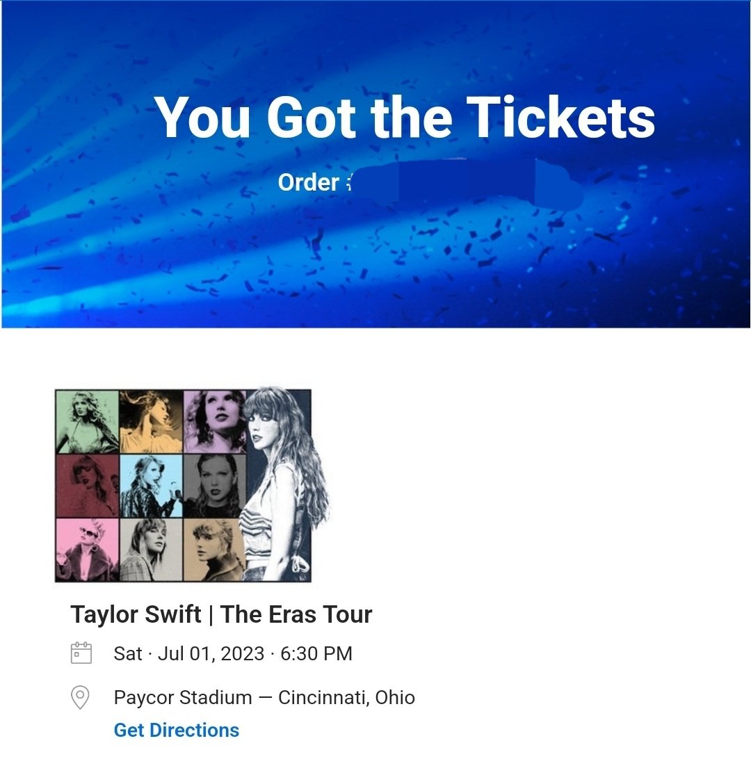 CaleNash's tweet photo. #TaylorSwiftErasTour After 6 hours in line!! The prices and fees are insane!!!! This is crazy!!! I hate you with all my heart #Ticketmaster, although I'm happy we could get them!  #seeyou2023 https://t.co/xxcefUKnO4