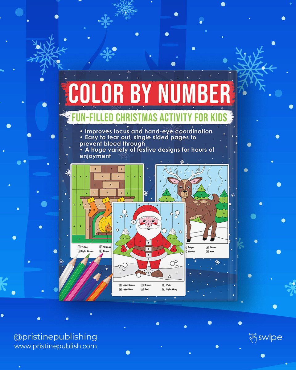 PristinePublish's tweet image. Christmas Color by Number for Kids! ⛄️

Get it today by visiting:
amazon.com/Christmas-Colo…

#colorbynumber #colorbynumber #activitybookforkids #kidsbooks #kidsbookclub #coloringbook #coloringbookforkids #colourbynumbers