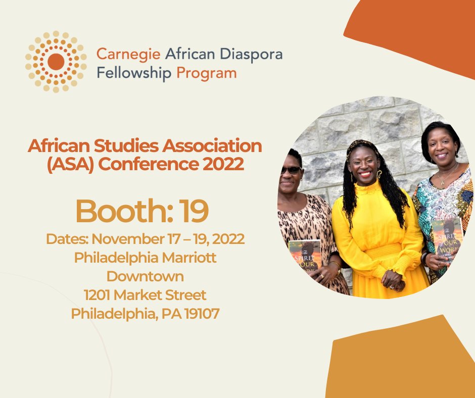 The #CADFP team is looking forward to attending the African Studies Association (ASA) Meeting with @ASANewsOnline this week in Philadelphia! If you will be attending, please stop by our booth. #ASA2022