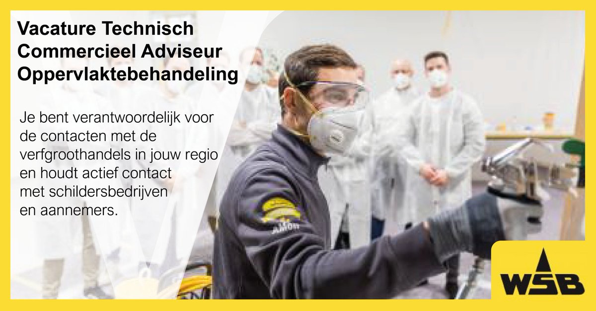 _Voltys's tweet image. Als Salesprofessional ook vakinhoudelijke sparringspartner zijn voor aannemers, groothandels en schildersbedrijven?

WSB Finishing Equipment B.V. is op zoek naar een Technisch Commercieel Adviseur Oppervlaktebehandeling.

Bekijk de vacature op onze website!