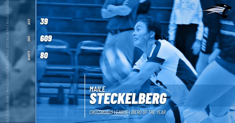 BIG Congrats to senior libero/defensive specialist Maile Steckelberg with <a href="/USFVballCougars/">USF Vball Cougars</a> on winning Crossroads League Libero of the Year!! She was a leader on and off the court igniting the Cougars through a season of injuries and adversity. #CougarPride #CougarStrong