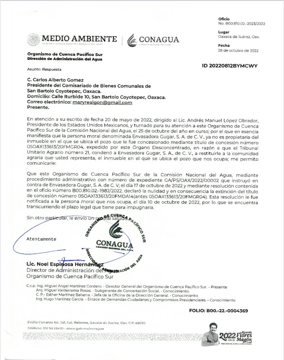 flaviososavilla's tweet photo. Se firma convenio entre San Bartolo Coyotepec y GUGAR para dar por concluido conflicto.
Se restituyen las 17 Has. A la comunidad.
Ya no se explotará el agua.
La empresa permanecerá por 4 años. @paezvarela @julioastillero @lhan55 @Radio_Huaya @jaimelabc @Betillocruz @jaimelabc https://t.co/3GzGq9XJkr