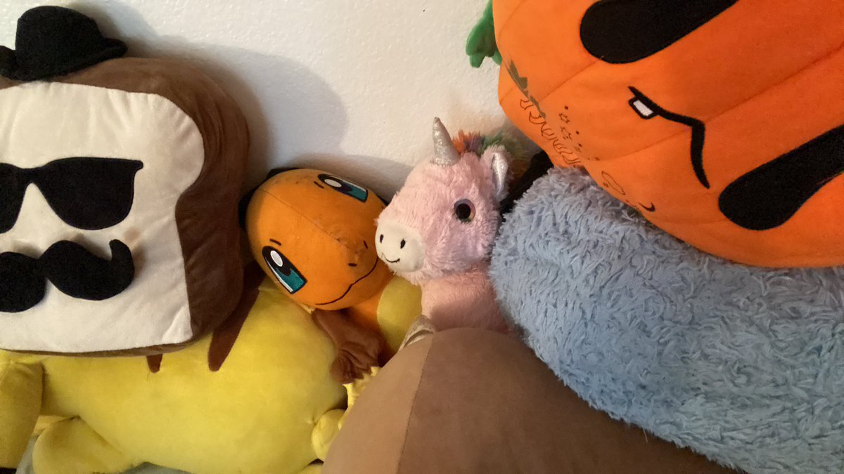 Horpse_Cusband's tweet photo. My plushie pile minus the hiding mimikyus.
#PlushieGang #Pumpkintwt https://t.co/n8PNfMMv3E