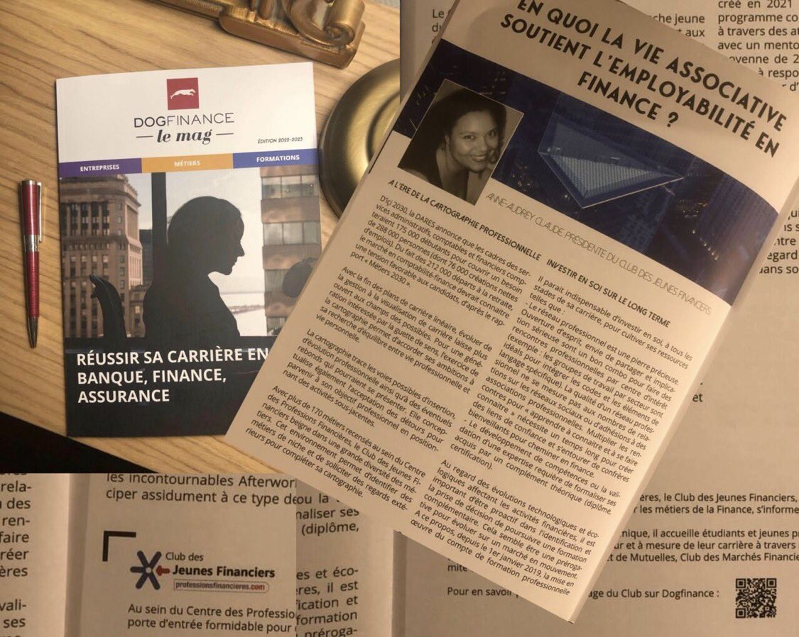 Le Club des Jeunes Financiers a été mis à l'honneur dans l'edition 2022-2023 du magazine Dogfinance.com
Un afterwork aura lieu  février 2023 autour de ce thème.
Retrouvez la fiche du club des jeunes financiers => 
lnkd.in/e6CFekav