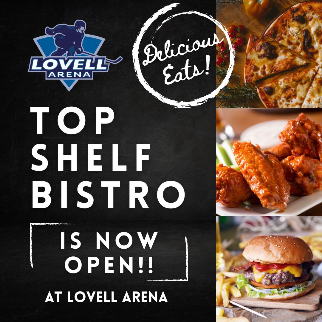 Next time you’re at Lovell Arena be sure to come upstairs to check out the Top Shelf Bistro 🍻🍴We are super excited finally be open!!