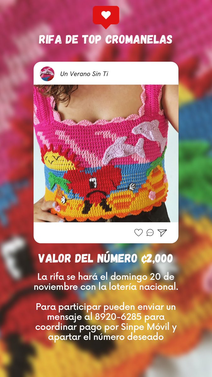 donanela's tweet photo. Hola Twitter. Mi mamá y yo hicimos una interpretación en croché de la portada de “Un Verano Sin Ti” de Bad Bunny. La cantidad de tiempo y trabajo es difícil de cobrar, por lo que optamos por rifarlo. Los números cuestan 2 mil colones. Pueden apartar su número al 8920-6285 https://t.co/QaGrEurbVq
