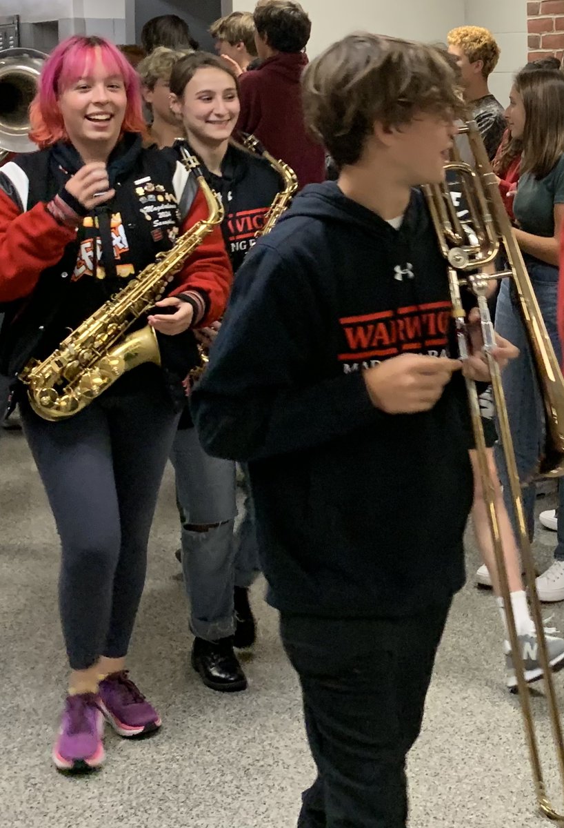 WarwickPR's tweet photo. Celebratory parade for our amazing band during flex today!

***UPDATE*** The celebratory community parade for the marching band has been postponed due to weather. It has been rescheduled for Monday, November 21st at 5:00PM. https://t.co/XlBOMABZ8Y