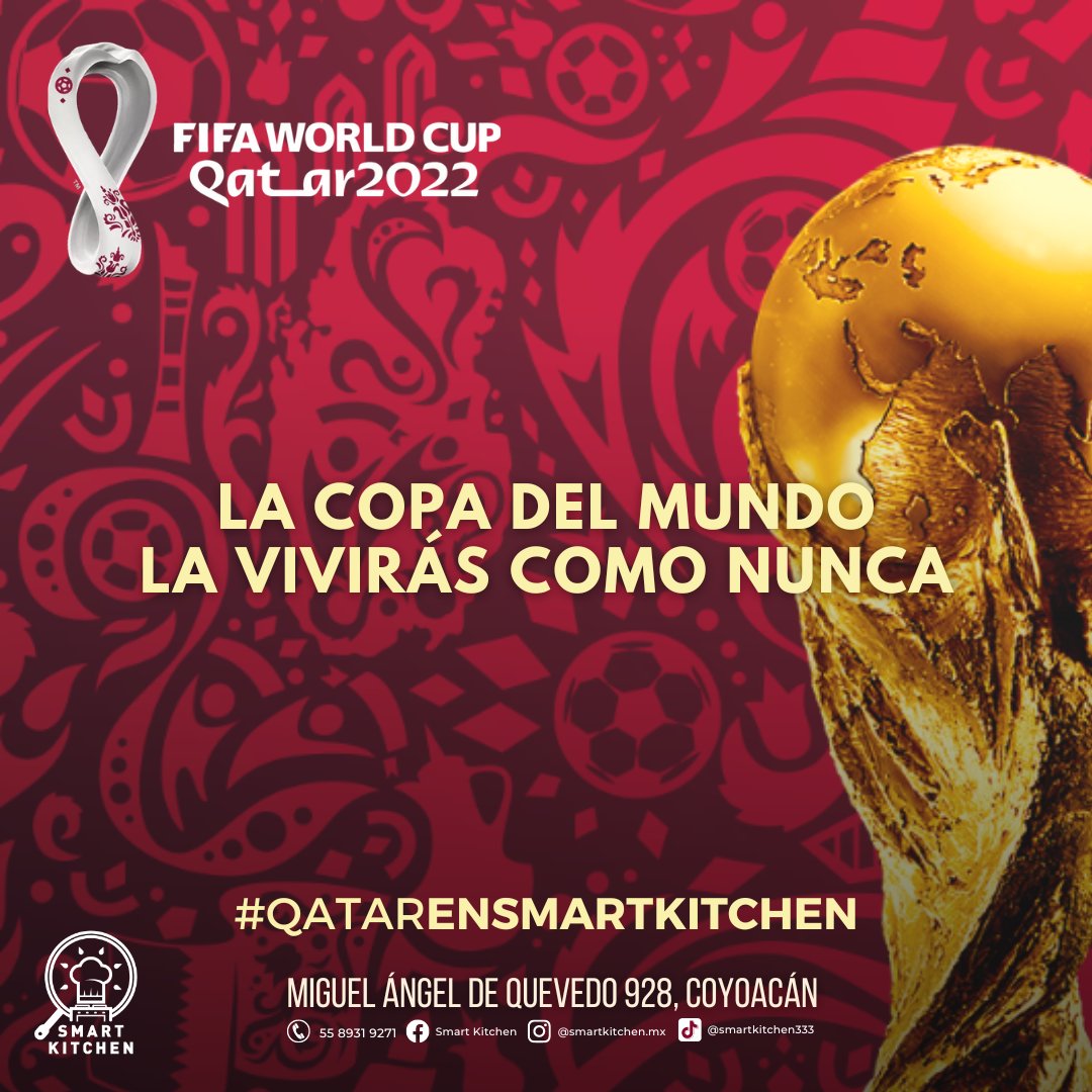 smart_kitchenmx's tweet photo. La copa del mundo se acerca!🤩 ¿Estás listo para vivirlo en Smart Kitchen? ¡Tendremos las mejores promociones del mundial!🥳 #QatarEnSmartKitchen

.
.
.
📍Miguel Ángel de Quevedo 928
✨Reserva sin costo al 5589319271✨

#comida #Coyoacán #ConoceSmartKitchen #MundialQatar2022 https://t.co/MgsvzdrAIY