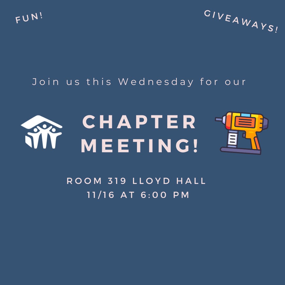 UAHabitat's tweet photo. Join us for our ~last chapter meeting of the semester~ tomorrow at 6 pm! We’ll recap all the progress we made over this semester and discuss upcoming events. Hope to see you there! 🍂🍁 https://t.co/ZlHu6VjEEV