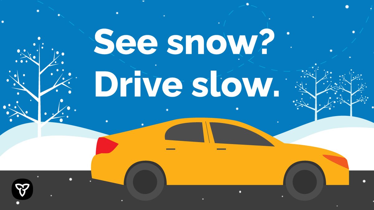 ONtransport's tweet photo. See snow? Remember to drive slowly. 

Many winter collisions happen because drivers are going too fast for road conditions.  

We all have a part to play in road safety.

Learn more: https://t.co/kvjLOn6O8G https://t.co/zxsUz3G5gd