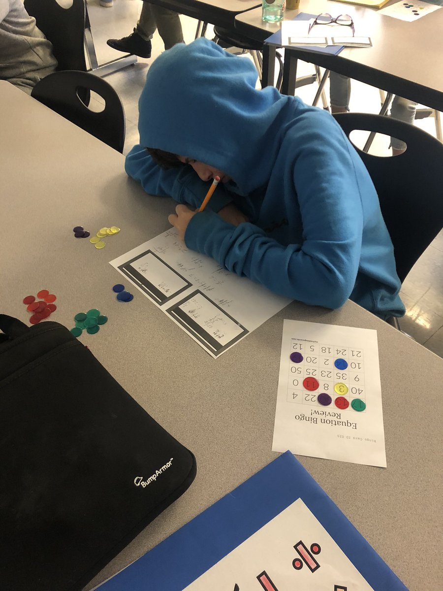 bayleenowlin's tweet photo. Playing Bingo to review how to solve equations #fmsteach https://t.co/i5gkFR4jwU