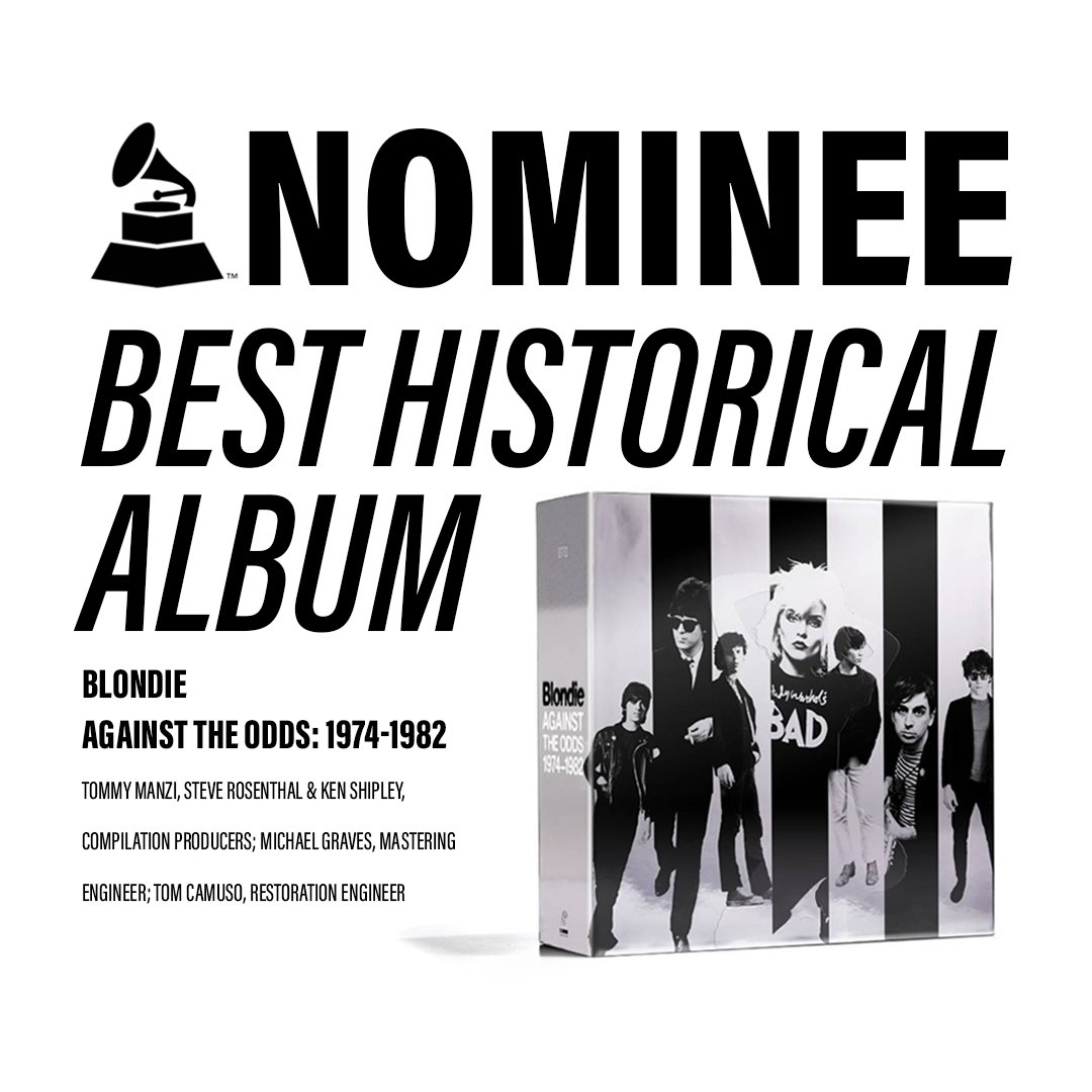 BlondieOfficial's tweet photo. Grammy nominated! 7 years of resurrecting and assembling this box set and we couldn't have done it without the hard work of our producers and engineers.🖤🤍#AgainstTheOdds @RecordingAcad @numerogroup https://t.co/GoYoq67I9o