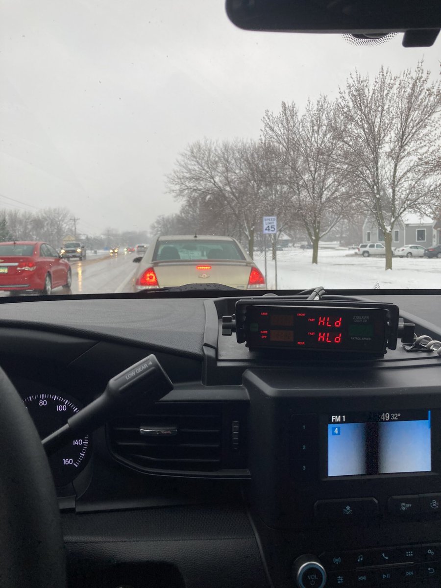 ChaskaPD's tweet photo. Traffic stop for a red light violation. Driver also did not have proof of insurance. 

FYI - yellow lights mean slow down, not speed up, especially in snowy conditions. #CPDLive https://t.co/rjbmGIfVRc