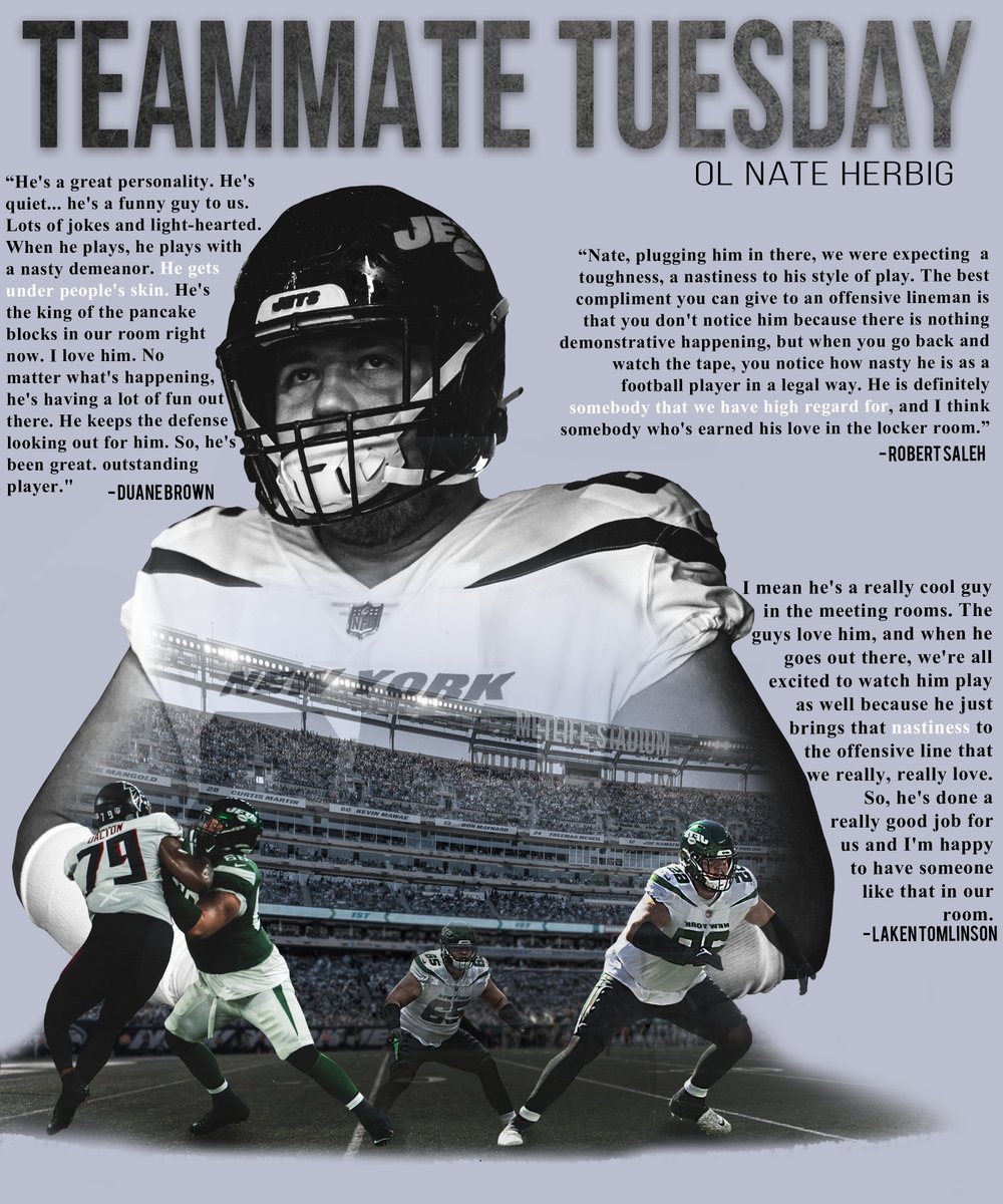 This week's #TeammateTuesday is #Jets OL Nate Herbig