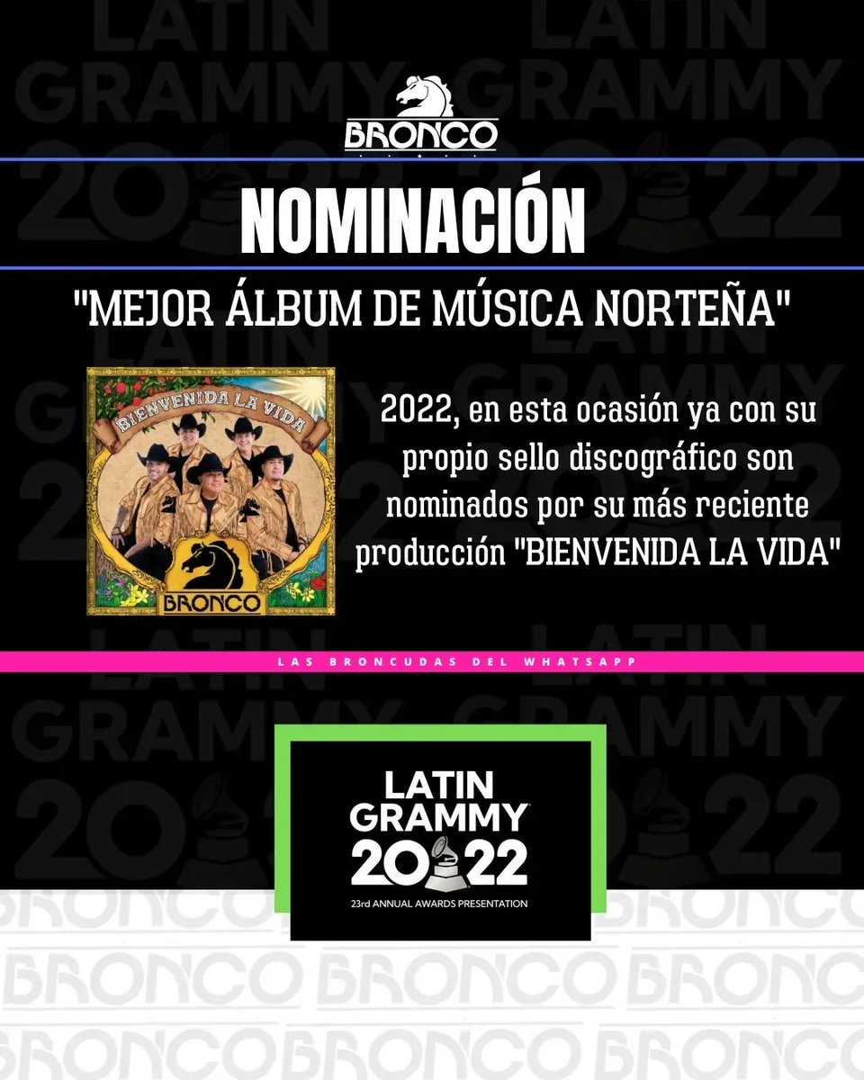lasbroncudas's tweet photo. Un recorrido por la historia de @Grupo_Bronco en los @LatinGRAMMYs ✨️🐴🎶💖  #LatinGRAMMY @broncojoseadan @broncolupe @bronconeno @broncorene @broncojavo https://t.co/AfZasYBM3r