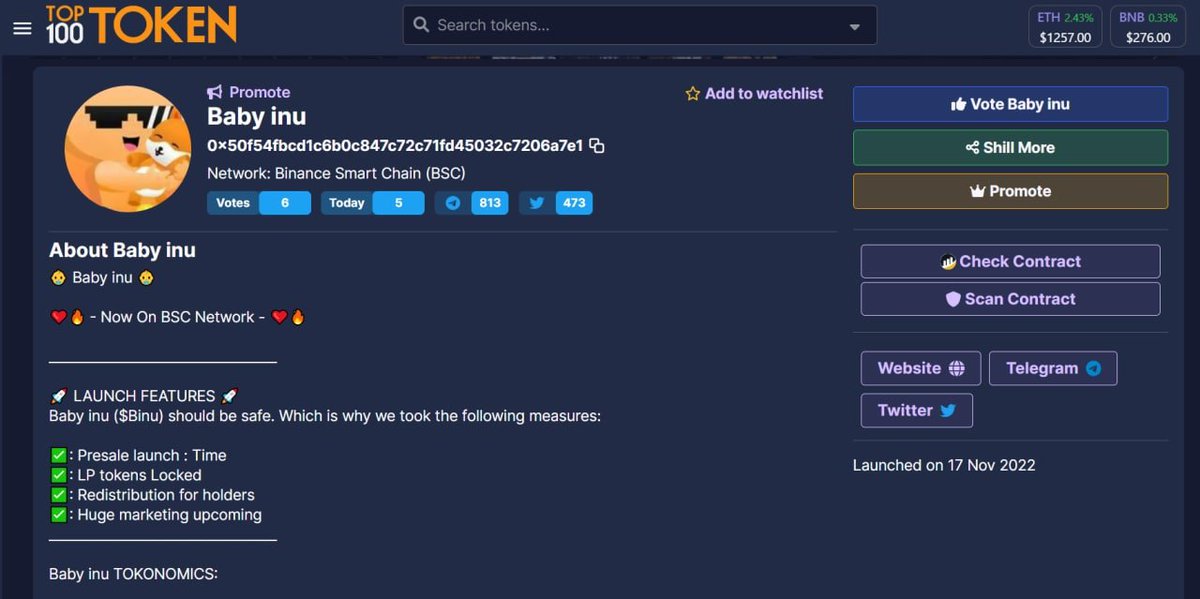 BabyInuCoin's tweet photo. Baby Inu is listed on https://t.co/8c6QJazJBA make sure add it on watchlist🔥🚀

Link ->  https://t.co/iTiEQkNck6 https://t.co/JkHh3dPMdw
