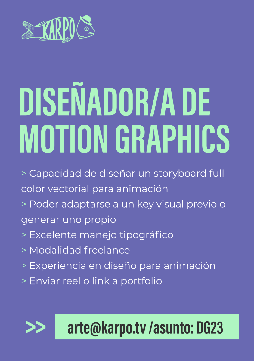 karpo's tweet photo. Mandanos link a portfolio o reel online al mail y asunto correspondiente a cada rol. 100% freelance. 
Esperamos tu mail. https://t.co/AzQgGWemdN