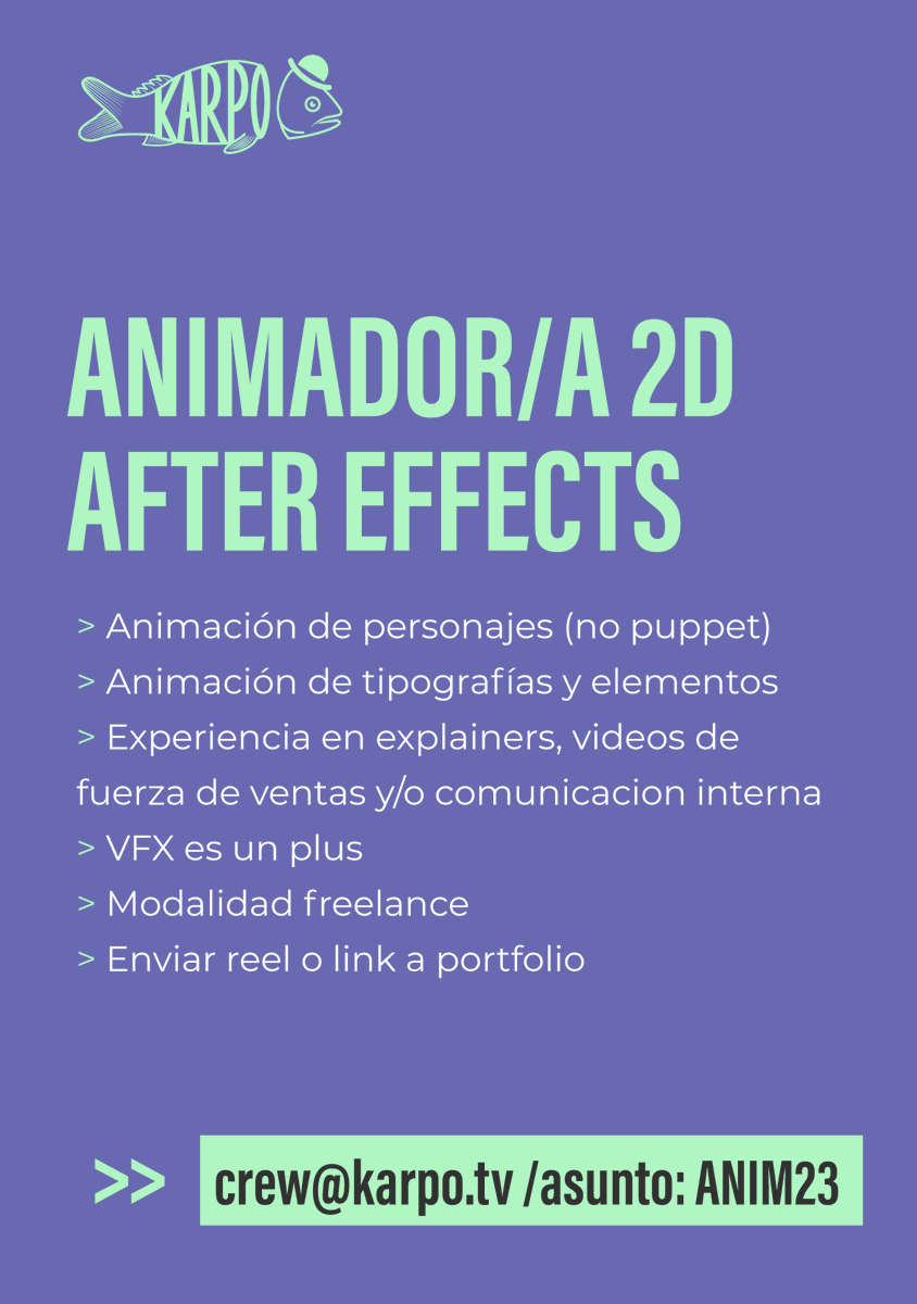 karpo's tweet photo. Mandanos link a portfolio o reel online al mail y asunto correspondiente a cada rol. 100% freelance. 
Esperamos tu mail. https://t.co/AzQgGWemdN