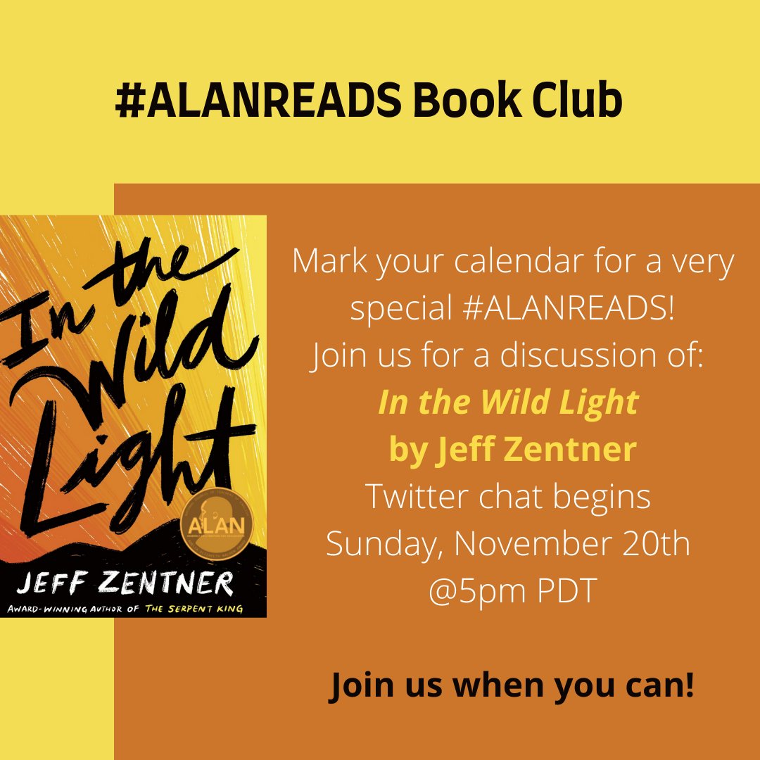 No doubt you're double and triple checking your luggage 🧳✈️, but we thought we'd invite you to join us for the next #ALANReads Book Club, featuring the 2022 Amelia Elizabeth Walden winner, In the Wild Light by <a href="/jeffzentner/">Jeff Zentner Updates</a>. We hope to see you there—Anaheim &amp; book club! #ALAN22