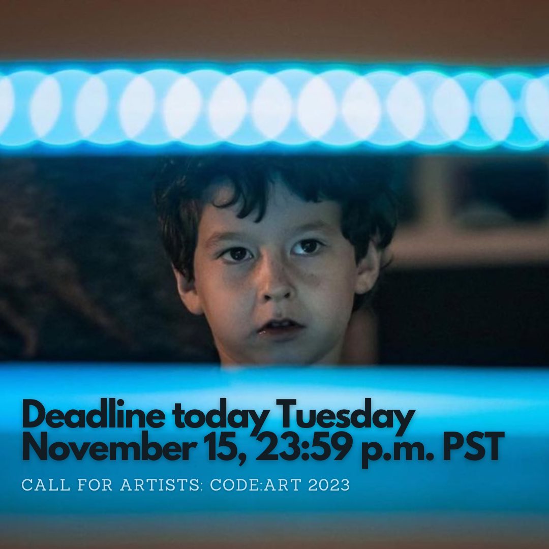 DEADLINE TODAY! 

Call for artists: Submit qualifications for Urban Interventions or a Major Artwork for the interactive media art festival Code:ART, Palo Alto, Oct 12-14, 2023. 

Apply NOW: cityofpaloalto.org/Departments/Co…