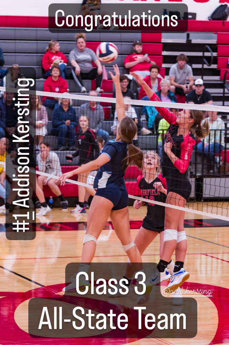 Congratulations to Senior Setter Addison Kersting for being named to the Class 3 All-State Team!!!! We are so proud of you!!!