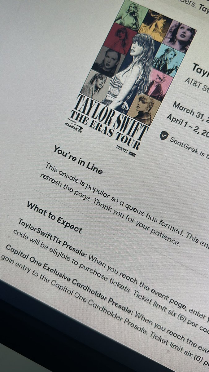 steffichelle80's tweet photo. @SeatGeek What the actual?! Almost 5 hours in queue only to now have this?! I hope y’all have it together better tomorrow for the @CapitalOne presale. This has been an absolute nightmare.. https://t.co/PONZbNMNHV