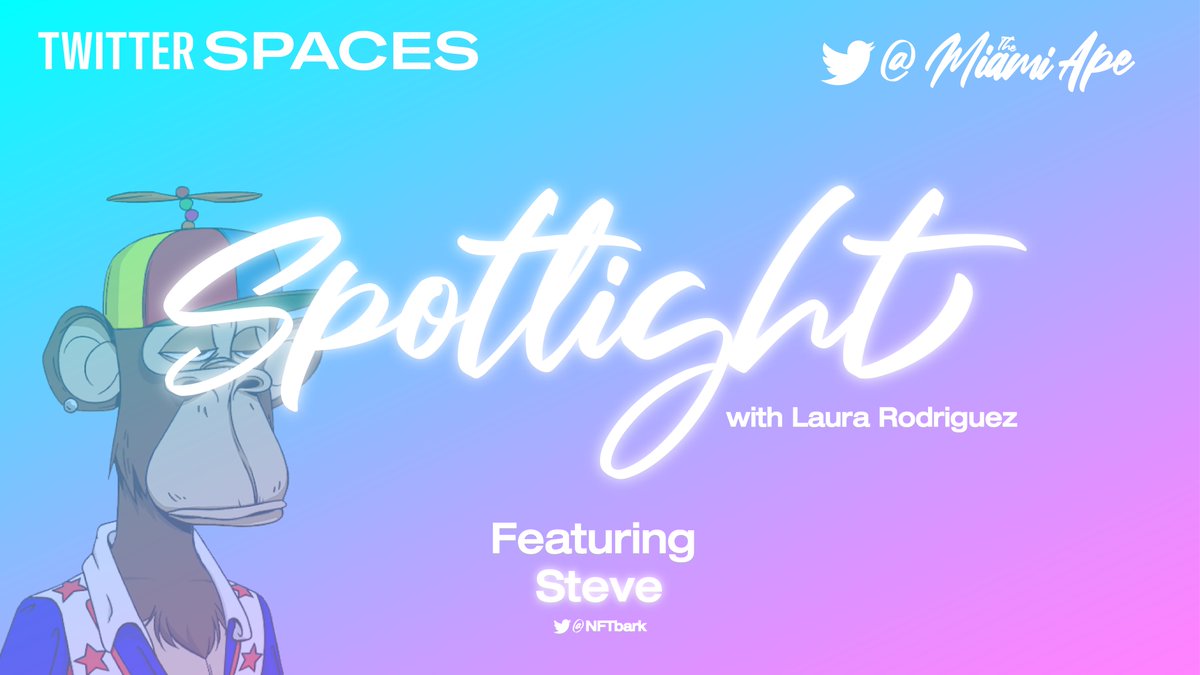 🎙SPOTLIGHT Ep.34 Ft.<a href="/NFTbark/">Follow Steve</a> 

Let’s get to know Steve✨

From communications/marketing at Fortune 500 companies to Web3 enthusiast who co-authored the 1st Harvard Business Review article about NFTs &amp; spaces Host🤯🤩

Can’t wait! Don’t miss us @ 11AM👇🏼🔔
x.com/i/spaces/1Yqxo…
