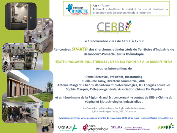 European Center for Biotechnology and Bioeconomy (@cebb_innovation) on Twitter photo Encore une riche programmation scientifique cette semaine au #CEBB
✅JEUDI➡️Techday antioxydants biosourcés avec <a href="/B4C_eu/">Bioeconomy For Change (ex-IAR)</a>
iar-pole.com/evenements/tec…
✅VENDREDI➡️Rencontres Shaker "Biotech industrielles" avec @IFPENinnovation <a href="/ChimieVegetal/">Association Chimie du Végétal</a> #biostorming #ARD <a href="/regiongrandest/">Région Grand Est</a> Encore une riche programmation scientifique cette semaine au #CEBB
✅JEUDI➡️Techday antioxydants biosourcés avec <a href="/B4C_eu/">Bioeconomy For Change (ex-IAR)</a>
iar-pole.com/evenements/tec…
✅VENDREDI➡️Rencontres Shaker "Biotech industrielles" avec @IFPENinnovation <a href="/ChimieVegetal/">Association Chimie du Végétal</a> #biostorming #ARD <a href="/regiongrandest/">Région Grand Est</a>