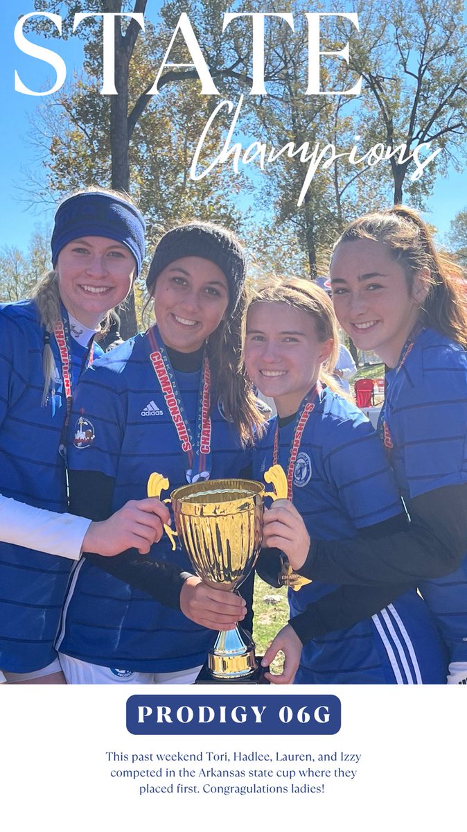 Congrats to <a href="/BvilleFC/">Bville FC Prodigy</a> Prodigy 06G and BHS soccer players Tori Otter, Izzy Iuso, Lauren Woody and Hadlee Newell on winning State!!
#TigerDNA
#arkansassoccer