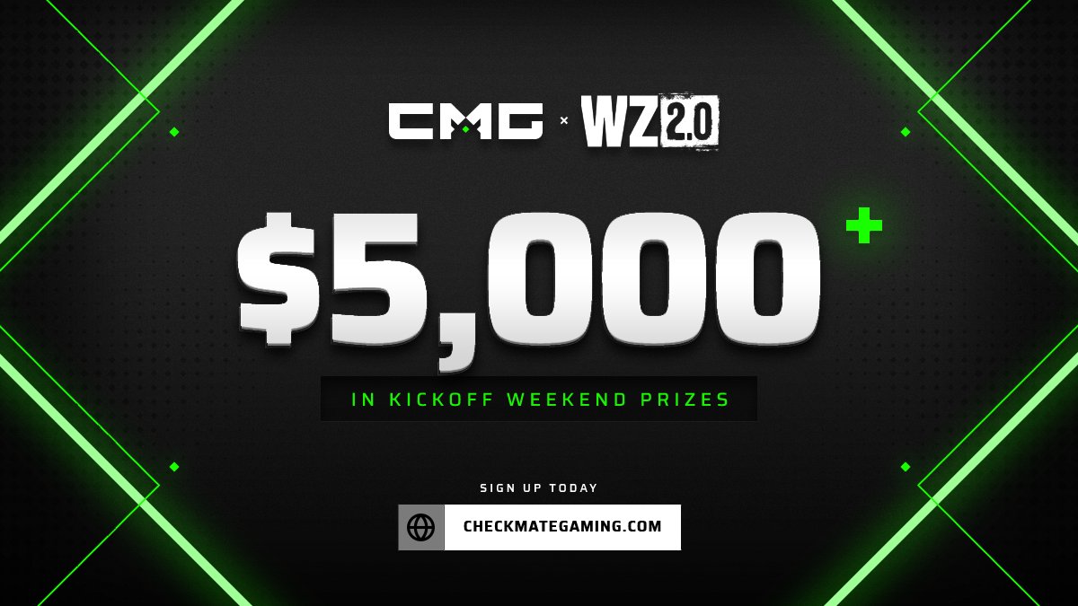 🚨 $5,000+ #Warzone2 Tournaments 🚨

New game added which means your skill level, earnings, and trophies all start fresh! 

Tournaments: checkmategaming.com/tournament/cro…

Cash Matches: checkmategaming.com/wager/cross-pl…

#CallofDuty #CMG #Warzone #Kickoffs