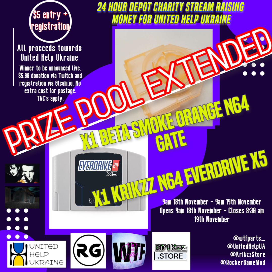 THE #CHARITYSTREAM PRIZE POOL HAS GROWN: <a href="/KrikzzStore/">KrikzzStore</a> HAS DONATED A N64 EVERDRIVE X5 FOR THE GIVEAWAY!

Get this shared guys, let everyone know, spread the word, lets get some support to our friends in <a href="/UnitedHelpUA/">United Help Ukraine 🇺🇦</a> - Reg: tinyurl.com/3hsdtpdm Twitch:  twitch.tv/wtfparts