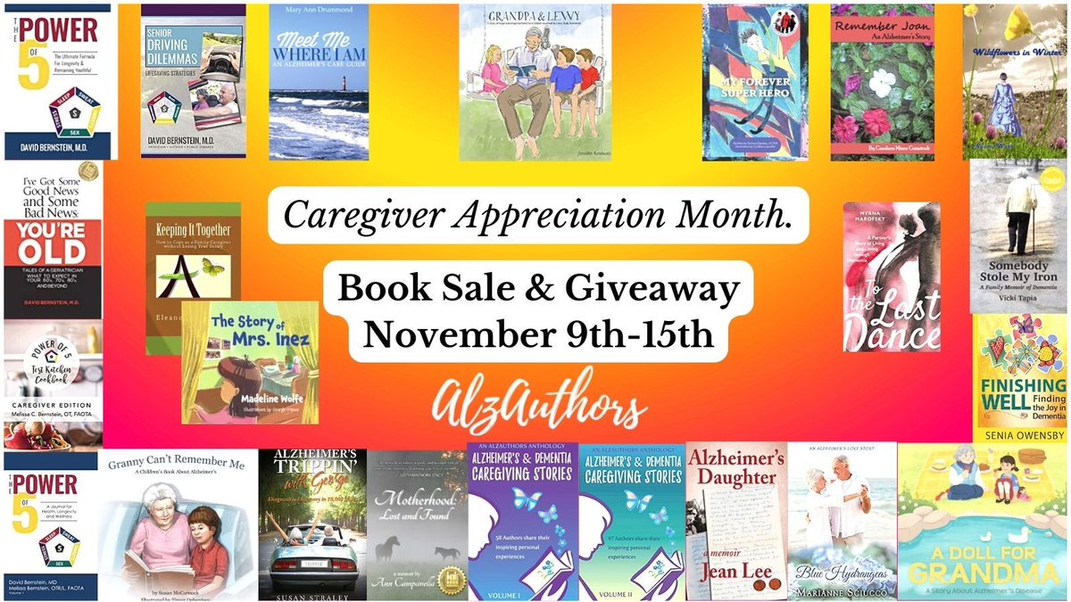 Powerof5Life's tweet photo. Today is the last day for the #AlzAuthors Book Sale! In addition to our books, there are other AlzAuthors participating. Here are pics of some other titles and authors — make your purchase on Amazon for the sale price today! https://t.co/fzC5b4Nd9U