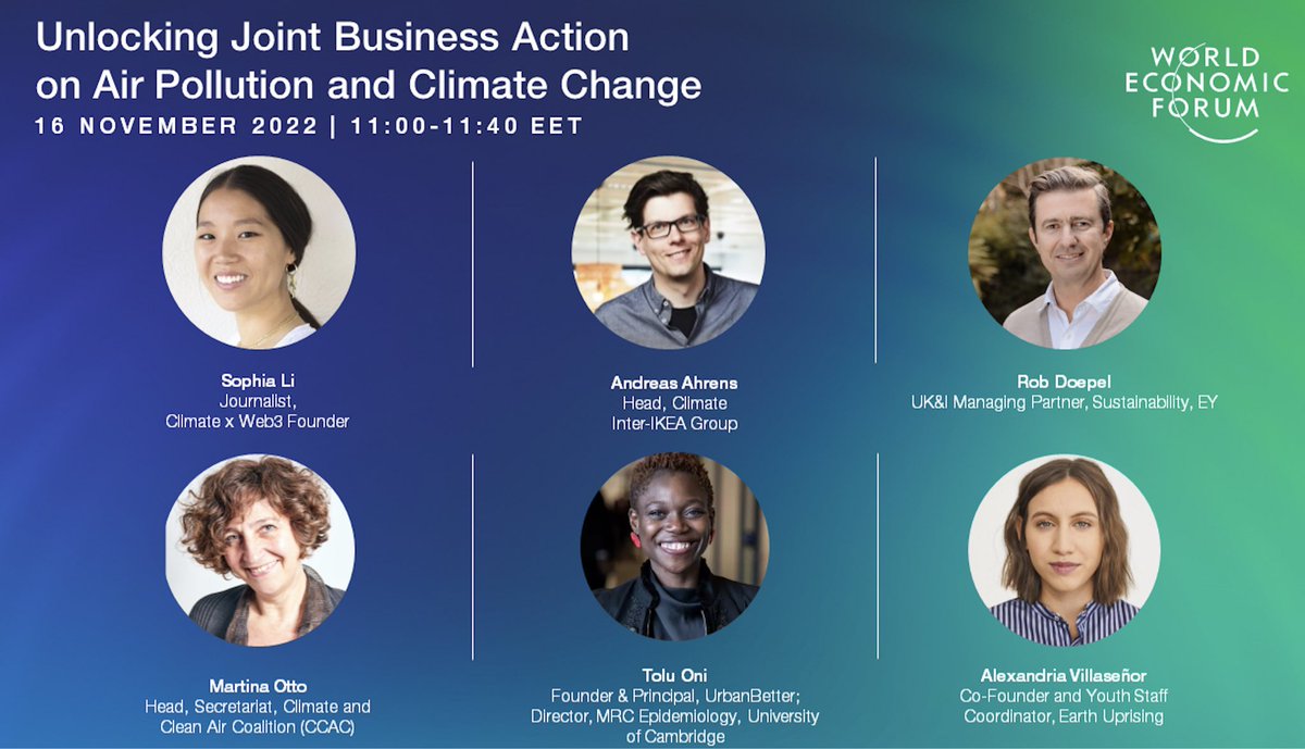 DrTolullah's tweet photo. Join us @COP27 on 16 Nov, 11.00 EET to hear from @CCACoalition , EY, Inter IKEA Group and @UrbanBetter .Venue: Sweden Pavilion, blue zone, area b, delegations pavilion 2, # P07.
Watch the livestream here: https://t.co/9ajTXYpB1k #COP27 #AllianceForCleanAir #cleanaircop27 https://t.co/9PwAtDEsfH