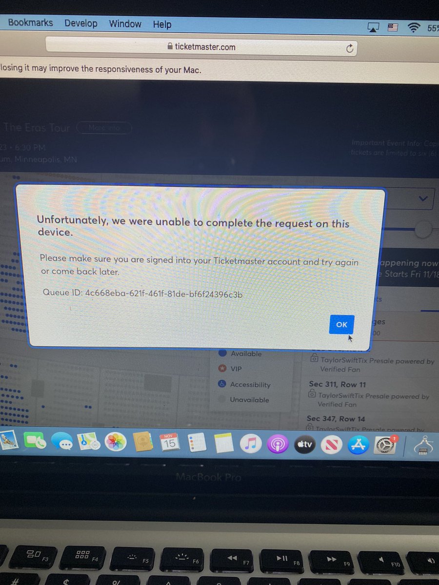 A_Rez18's tweet photo. @TMFanSupport after 6 hours in the queue I just got kicked out of buying my tickets because this error message kept occurring. TM, I am sobbing, wtf is going on?! @taylorswift13  @taylornation13 https://t.co/L09Va6qjie