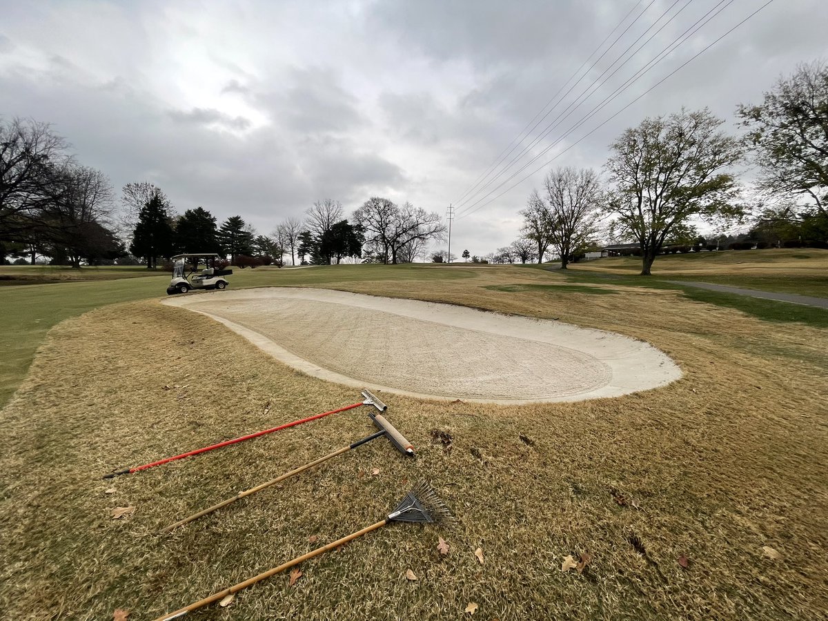 Not often you get to play in sand wearing cover-alls. 10-14 got a deep rake with the sand pro, edge smoothing with the Acuform and pool noodle roller, &amp; then a hand rake to finish it off. When the turf goes to sleep you gotta make something look nice.