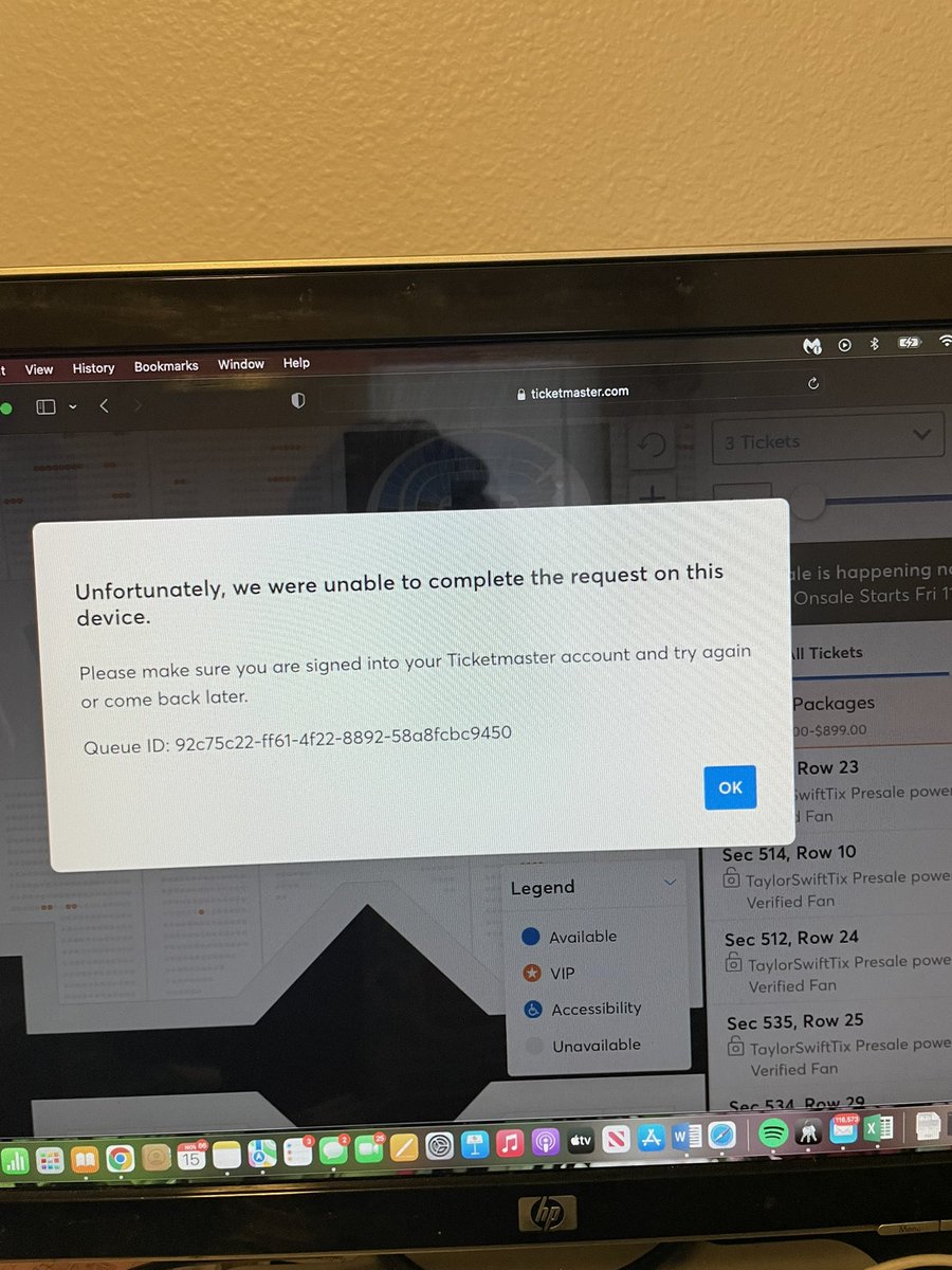 tkrumm59's tweet photo. @TMFanSupport @Ticketmaster  Joined the lobby at 9:30 am MT waited for FIVE hours, even had a Taylor nation boost, but I can’t purchase my tickets from my laptop, when you RECOMMENDED using one. https://t.co/HqC8TufiRw