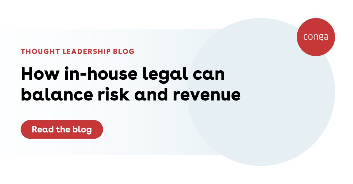 James Larsen, Senior Vice President and General Counsel at Conga, recently shared how to have a sales-friendly mindset, balance risk levels, and much more. Read the full piece: okt.to/zSIm0F
#RevenueCycleManagement #LegalTech