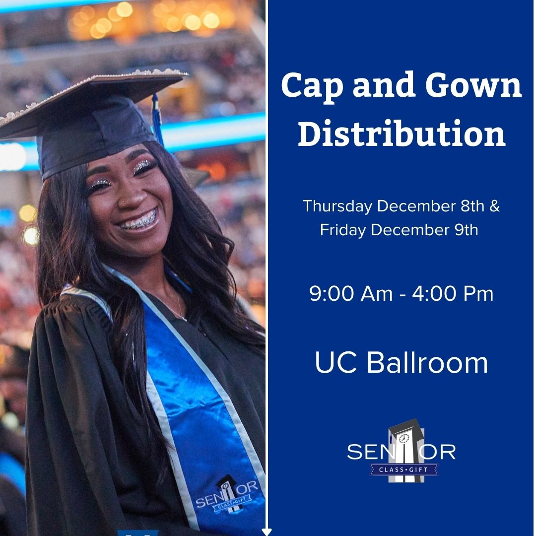 MemAnnualGiving's tweet photo. Seniors, with graduation just around the corner, don’t forget to pick up your cap and gown.
Distribution will be on Dec. 8 & 9 in the UC Ballroom. Stop by between 9-4, so you can be #memphisgrad ready and get your stole.
@uofmemphis @UoMCommencement
#uofmemphis #gtg https://t.co/EA5EkxYzL1
