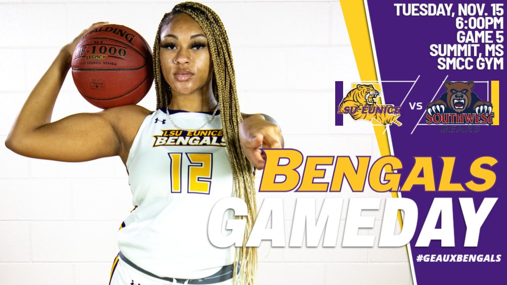 LSUEBengalsWBB's tweet photo. Back to Work In The Magnolia State! LSU Eunice closes out its stay in Summit with the host SW Mississippi tonight at 6:00PM.  You can watch the action on the SMCC's Video Feed.

#GeauxBengals
#EarnYourStripes

https://t.co/YNSvfpQqut https://t.co/PRwpEhw2ad