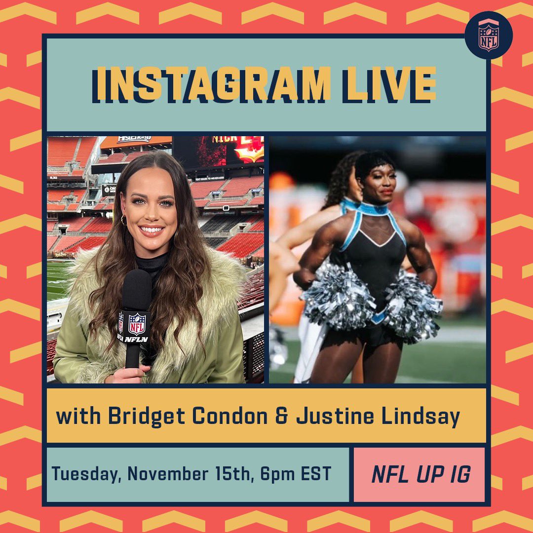 Tune into the nflup Instagram at 6pm est today to listen to @BridgetCondon_ chat with the @Panthers first openly trans cheerleader, Justine Lindsay 🏳️‍⚧️