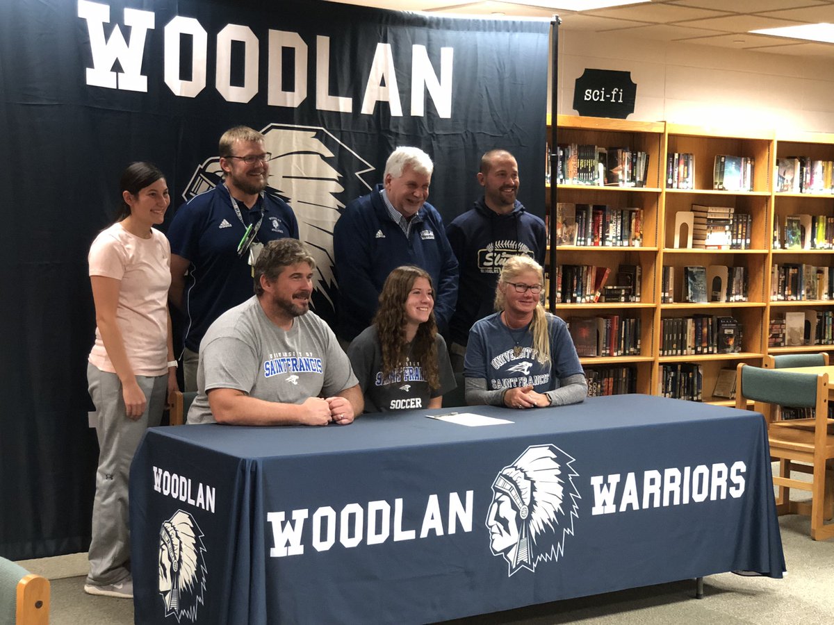 woodlansports's tweet photo. Congrats goes out to Zoe Eager as she signed today to continue her soccer career  at Saint Francis!  Zoe ended her high school efforts with over 300 saves! SFU is getting a good one! https://t.co/8sYXB2wZhe