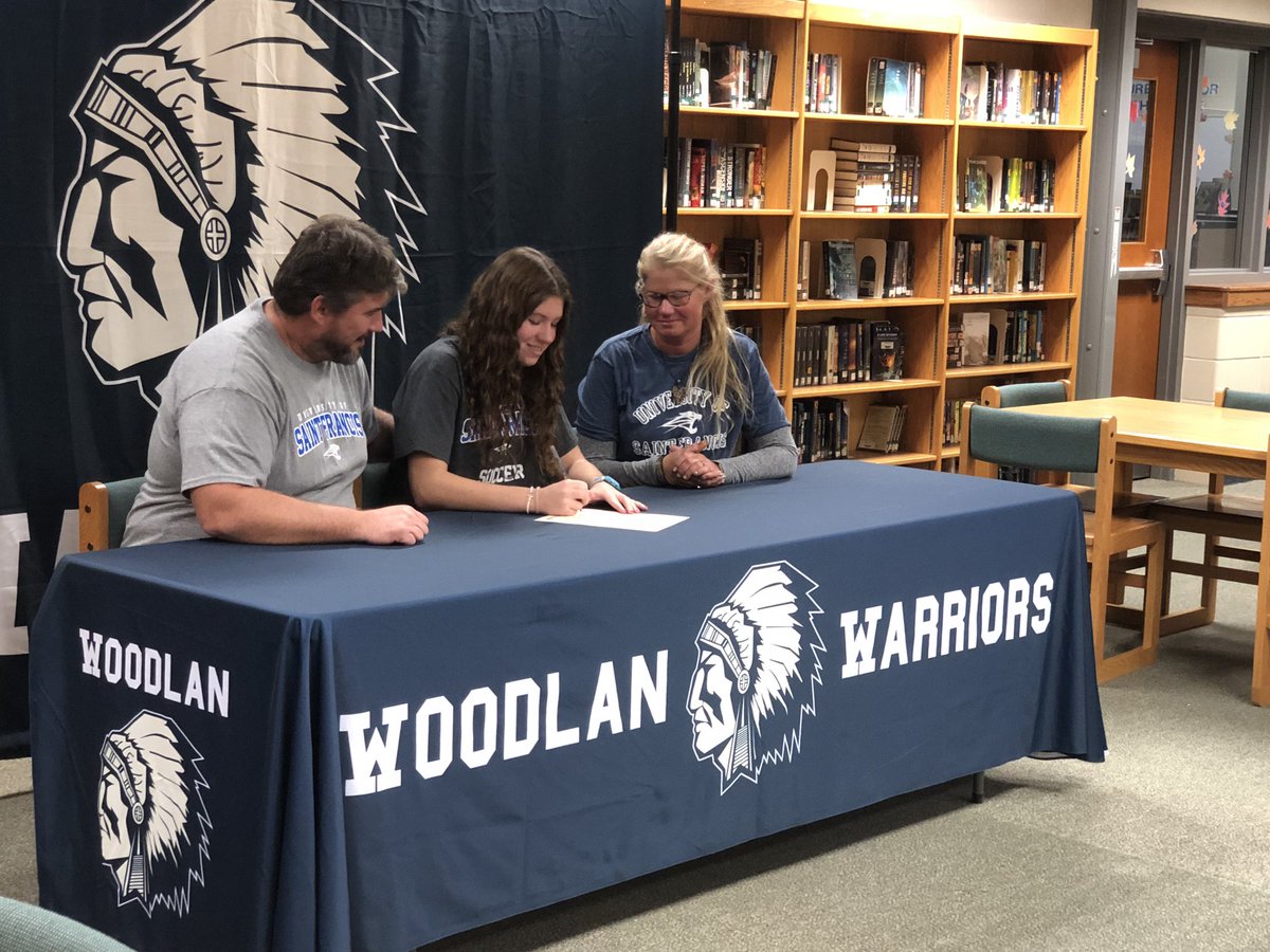 woodlansports's tweet photo. Congrats goes out to Zoe Eager as she signed today to continue her soccer career  at Saint Francis!  Zoe ended her high school efforts with over 300 saves! SFU is getting a good one! https://t.co/8sYXB2wZhe