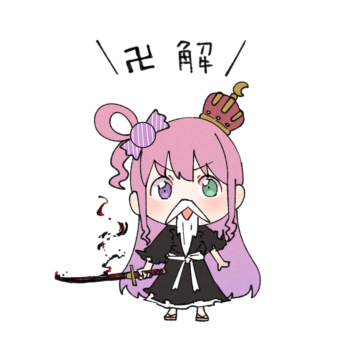 himemori luna 1girl weapon sword candy hair ornament food-themed hair ornament solo pink hair  illustration images